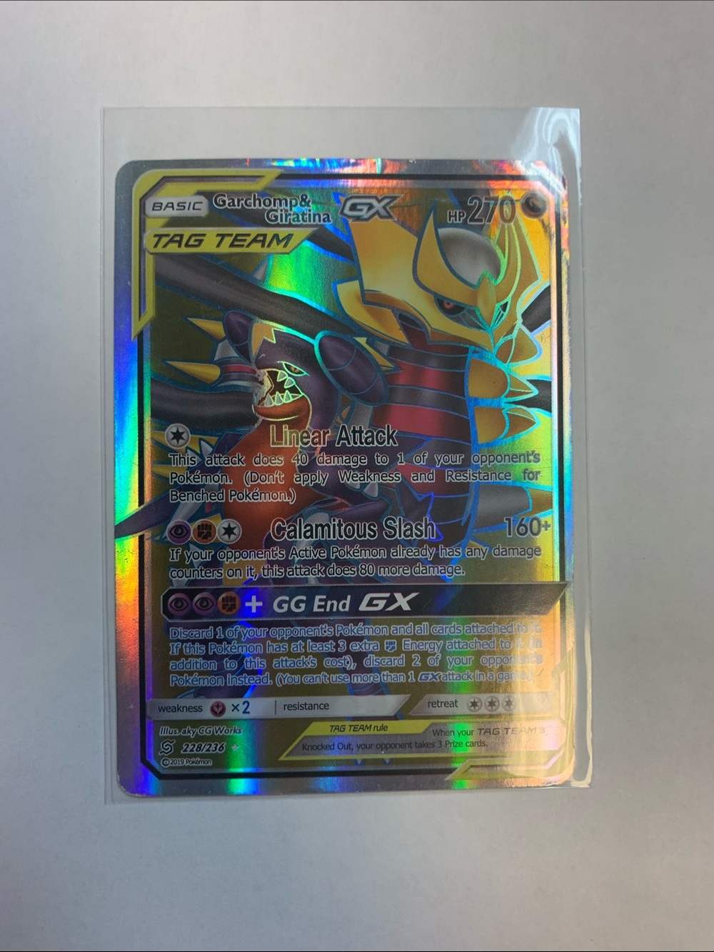 Garchomp & Giratina GX Tag Team Rainbow Holo Pokémon Card